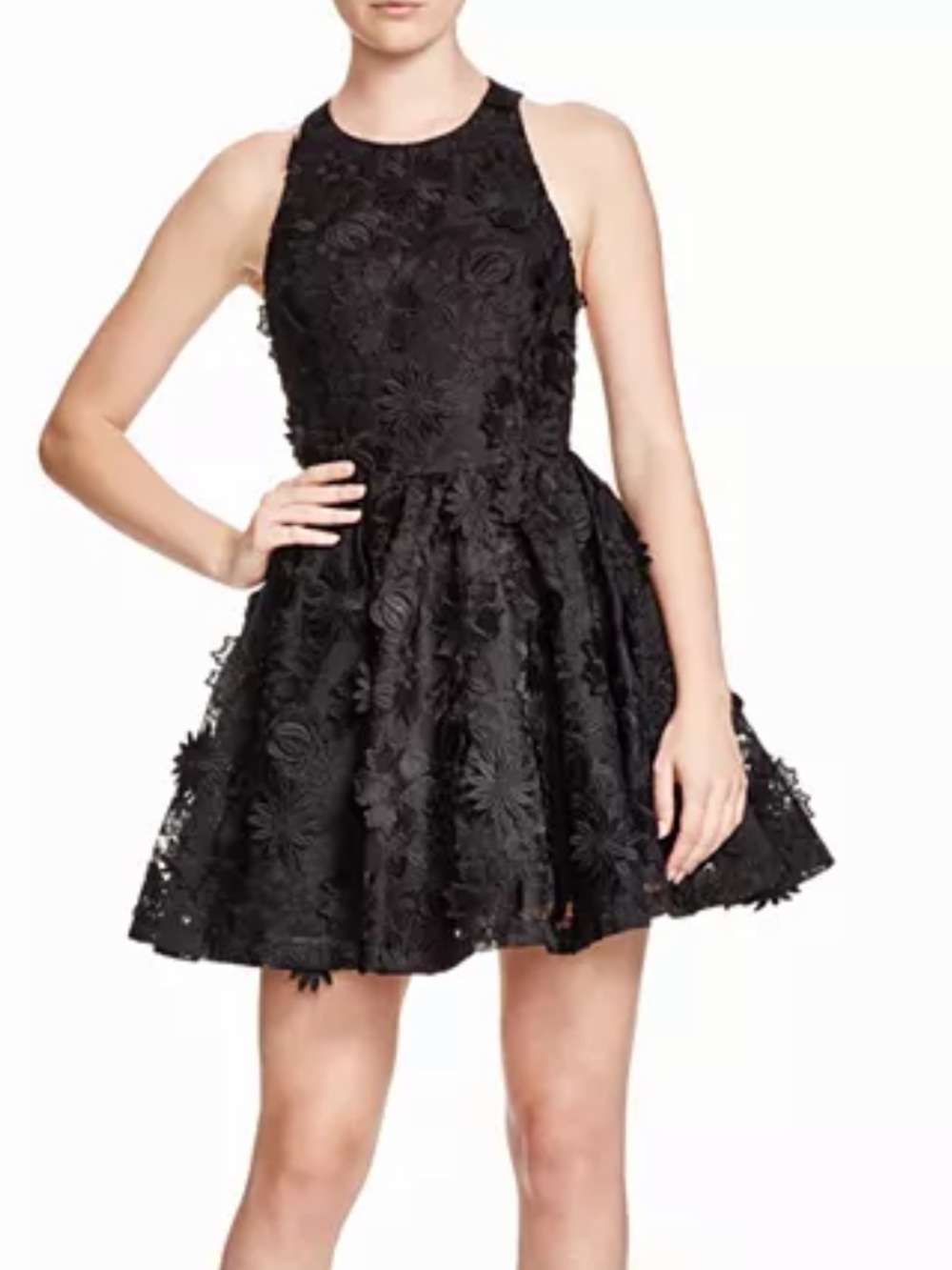Alice + Olivia Tevin Floral Appliqué Racerback Fit & Flare Dress 0